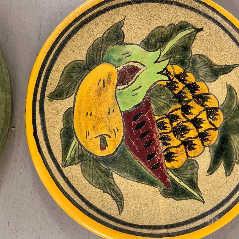Vintage Mexican Dessert Bread Appetizers Plates Set Of 4 Fruit Hand Painted